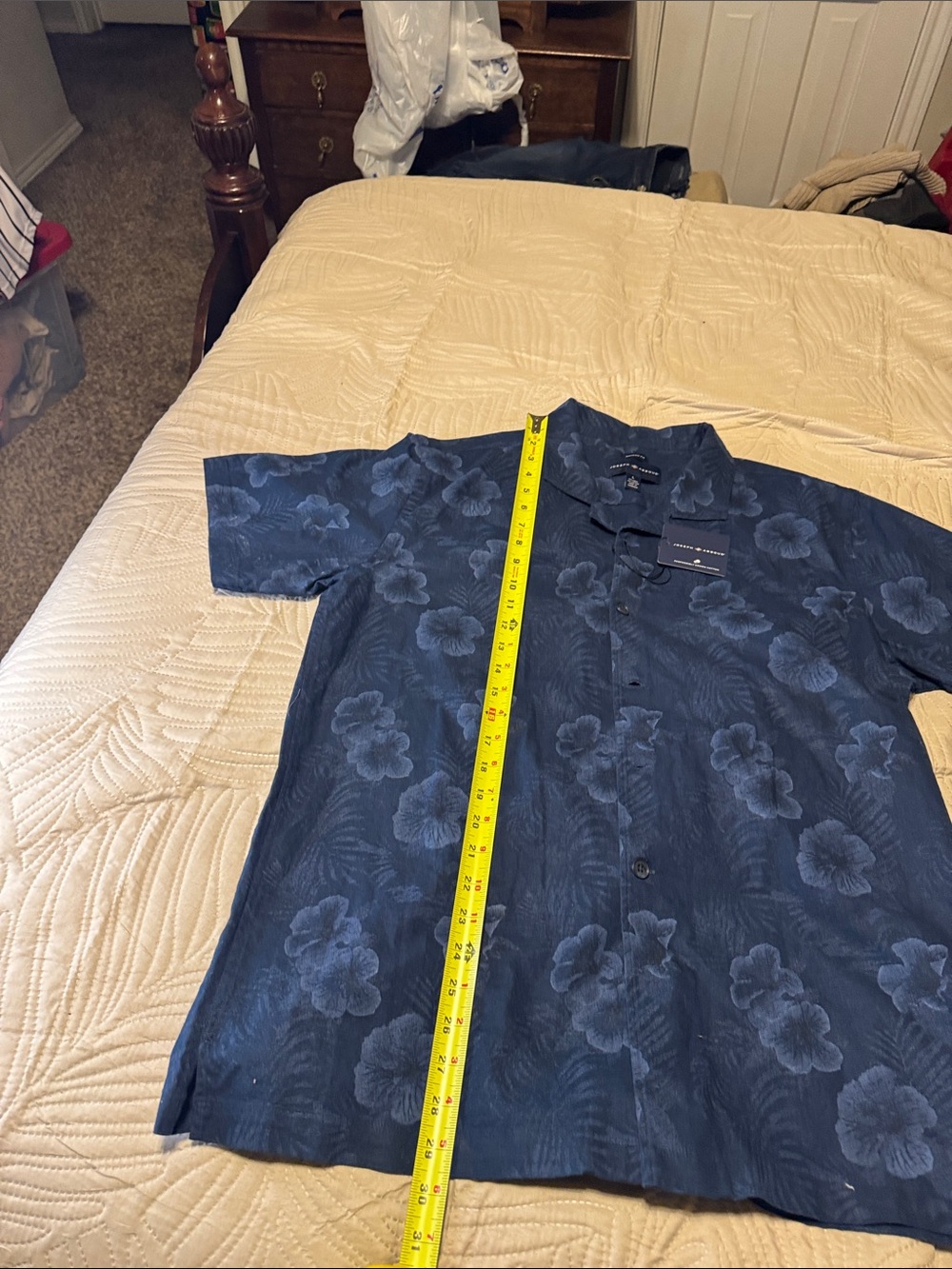 Joseph Abbound NWTs Men's Navy Blue Floral Short-Sleeve Button-Up Shirt Sz L